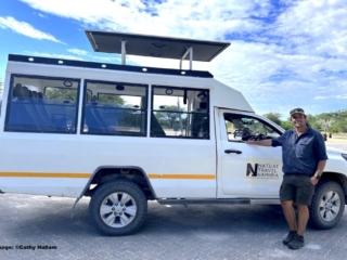 Marc Cronji our naturalist-guide and pop-top safari vehicle. Image: Cathy Hallam